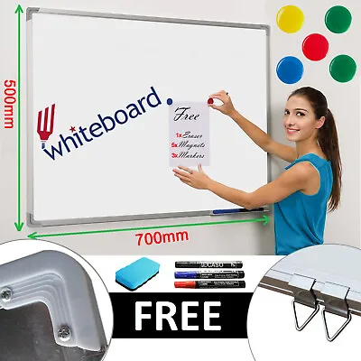 £15.35 • Buy 700x500 Magnetic Dry Wipe Whiteboard Home Office School White Notice Memo Board 