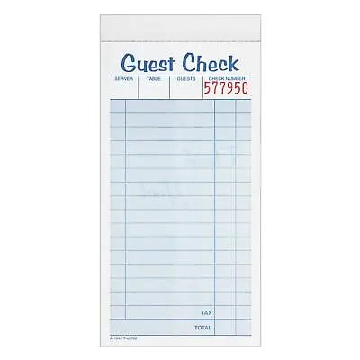 Adams Guest Check Pads 2-Part Carbonless White/Canary 3-3/8  X 6-3/8  50 • $19.09