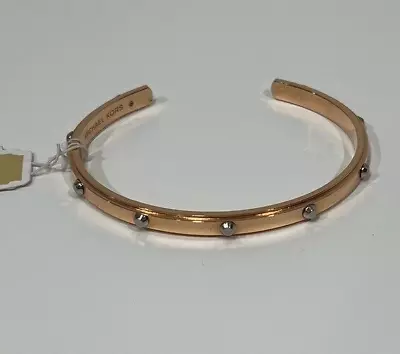 Nwt Michael Kors Astor Rose Gold Tone And Silver Tone Studded Open Cuff Bracelet • $54.99