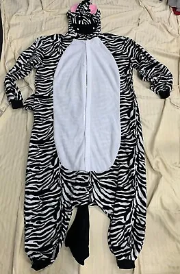 Zebra Oversized Critter Jumpsuit Pajamas Adult One Size Fits Most • £11.56