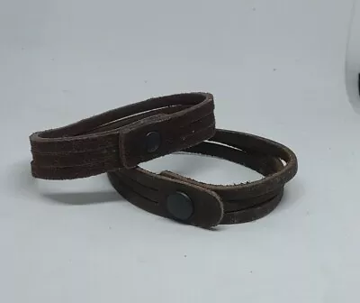 Cuff Snap Bracelet  8  Brown Genuine Leather Men / Women Trinity  - Lot Of 2 • $8.76