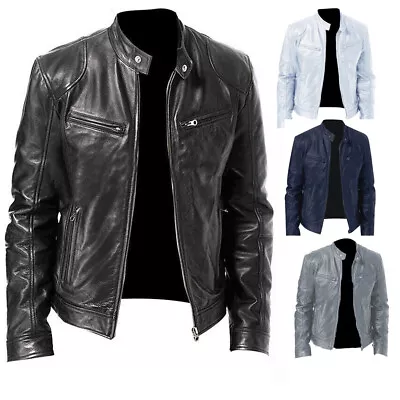 Café Racer Motorcycle Leather Biker Jacket Soft Sheep Skin Outerwear • $102.99