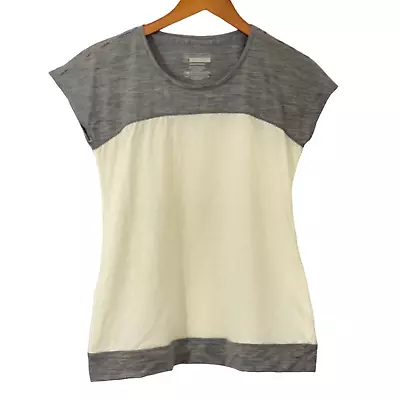 Ibex Women's Weightless Wool Short Sleeve Shirt Top Cream Heather Gray Size M • $54