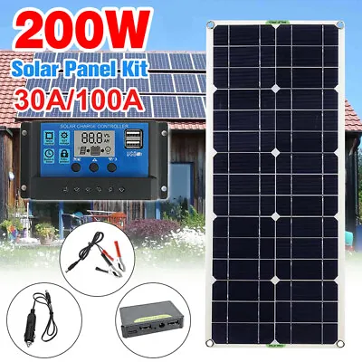 £58.88 • Buy 200W Solar Panel Kit USB Battery Charger With 30A/100A Controller For RV Camper