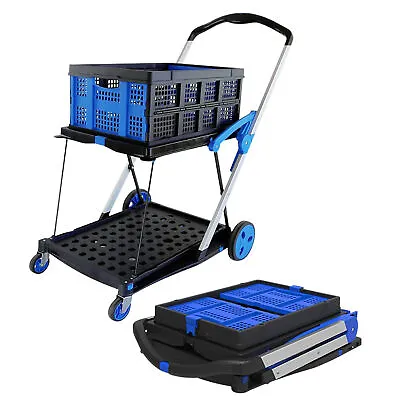 Magna Cart 2-Tier Folding Shopping Hospitality Utility Cart W/Collapsible Crate • $139.99