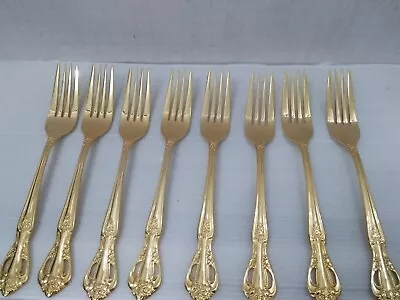 N.O.S Farberware 24kt  Gold Plated Stainless Flatware Dinner Forks (8-pcs) KOREA • $19.98