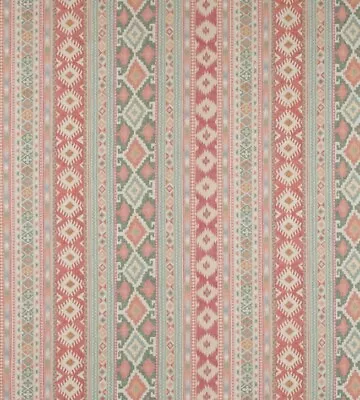 Colefax & Fowler Curtain Fabric 'DELGADO - TOMATO/SAGE' 3.8 METRES Linen Blend • £153.99