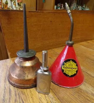Mixed Lot Of 3 Vintage Thumb Pump Oilers Oil Can Valvespout Eagle Made In USA • $10.50