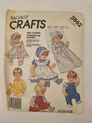 McCall's 2862 Doll Clothes Dress Booties Bonnet Pinafore 13   18  Sewing Pattern • $7.95