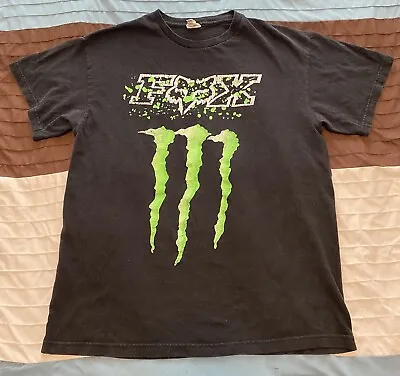 Vintage Y2K Fox Racing Monster Energy Shirt Adult M Black Motocross Logo • $29.99