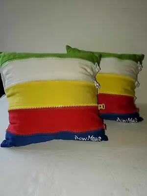 Dean Miller Wave Train 12  Square Colorblock Zippered 2 Accent Pillows • $6