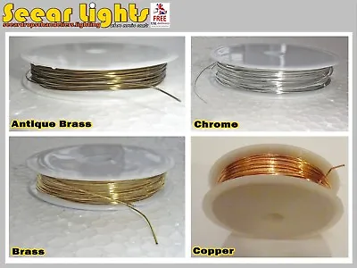 3.5m Reel Chandelier Wire Light Parts Links Prisms Crystals Droplets Glass Drops • £14.39