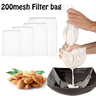 £3.66 • Buy Nylon Fine Mesh Nut Milk Bag Coffee Filter Wine Strainer Cooking Colander
