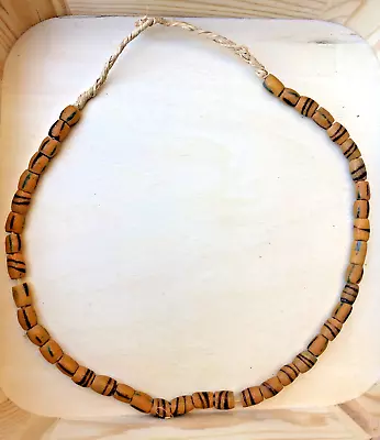 Vintage African Trade Bead Striped Necklace - Ghana Powder Glass Strand • $11