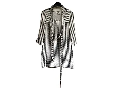 Malia Mills Gauzy Cotton Mini Frock Dress Striped 4 Four Belted Pockets Short • $57.71