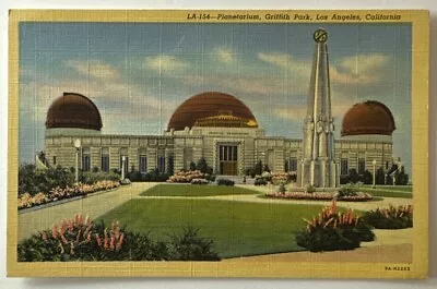 Vintage Postcard Planetarium Griffith Park Los Angeles California Linen • $5.95