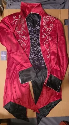 Men's Victorian Tailcoat Steampunk Medieval Jacket Frock Coat Small RED  • $34.99