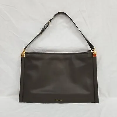 Charles & Keith Brown Leather Large Envelope Purse Clutch W/ Detachable Strap • $24