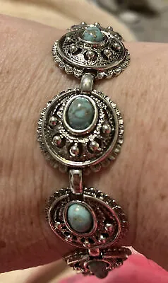 Sarah Coventry Silver Tone And Turquoise Bracelet Beautiful • $9.95