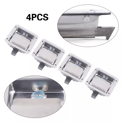 4x Trailer Paddle Door Latch Handle RV Truck Tool Box Lock Stainless Steel + Key • $49.59