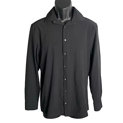 JF J Ferrar Slim Fit Button Up Shirt M Black Long Sleeves Collared Stretch • $16