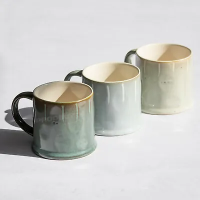 Set Of 2 Reactive Glaze Stoneware Coffee Mugs Large 400ml Heavy Ceramic Tea Cups • £15.80