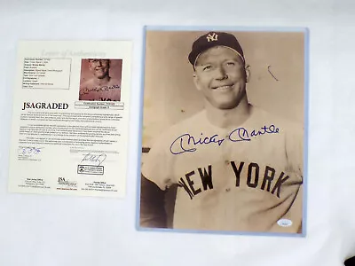 MICKEY MANTLE HOF Signed Autograph Auto 11x13.75  Sepia Photo Yankees JSA 💎 LOA • $375