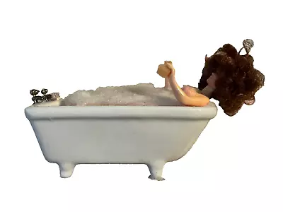 Miniature Dollhouse Ceramic Bath Tub Vintage With Lady Bathing • $15