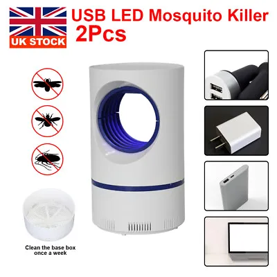 2X UV Light Mosquito Killer Flies Killer Trap Catcher Lamp Home Fly Bug Zapper • £9.09