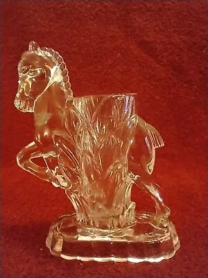 Vintage L E Smith  Carol's Sure Win  Clear Glass Horse Vase Figurine • $20