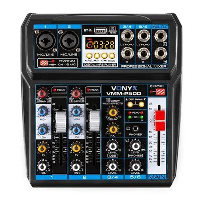 Vonyx VMM-P500 4 Channel Karaoke Sound System Mixer With Effects Bluetooth USB • £82