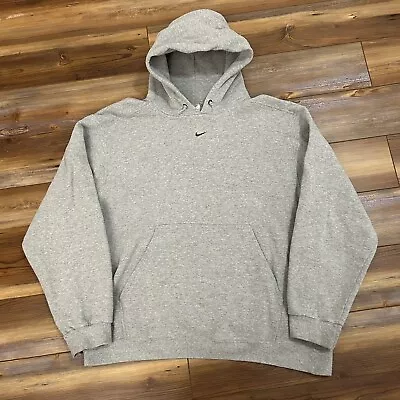 Vintage 90’s Grey Nike Center Swoosh Hoodie Sweatshirt • $115