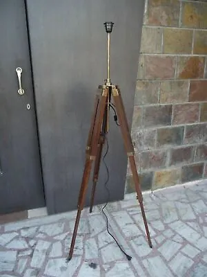 Antique Royal Nautical Tripod Floor Lamp Wooden Tripod Lamp Stand Shade Tripod • $80.28