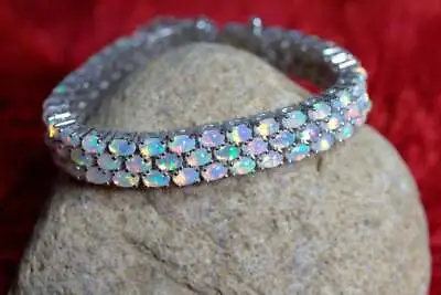 Beautiful 3 Layer Bracelet Ethiopian Opal 925 Sterling Silver Gemstone Jewelry • $406.97