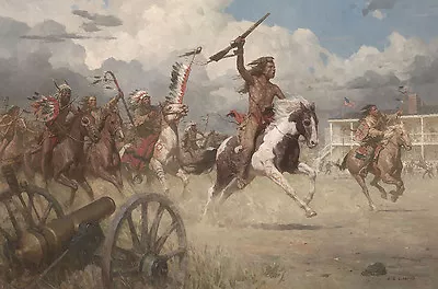 Z S Liang CHARGE OF CRAZY HORSE ON FT LARAMIE 1864 Oglala Giclee Canvas #1/25 • $468.75