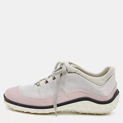 Miu Miu Pink/Grey Satin And Fabric Low Top Sneakers Size 36 • $112.35