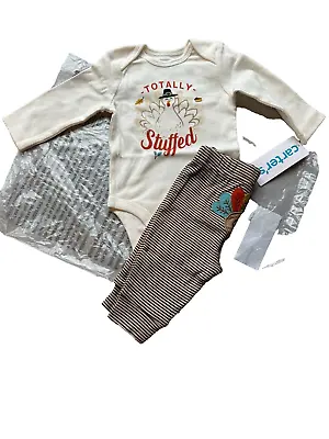 Carters NB Baby 2pc Outfit Thanksgiving Bodysuit Pant Set Totally Stuffed Turkey • $18.99