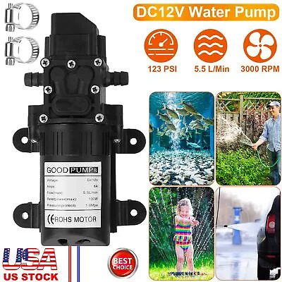 $19.18 • Buy 12V Water Pump 130PSI Self Priming Pump Diaphragm High Pressure Automatic Switch