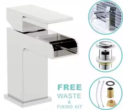 £19.95 • Buy Waterfall Bathroom Taps Chrome Basin Mixer Bath Filler Shower Deck Tap Sets