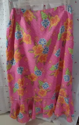 Vtg Sigrid Olsen Pink Floral Rayon  Ruffle Skirt Women's 6 Petite • $24.99