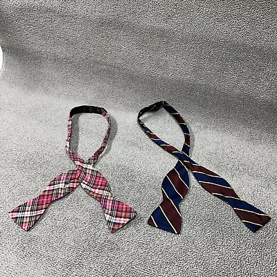 Land's End Bow Tie Blue Red Lot Of 2 Adjustable Self Tie Silk Cotton USA Vintage • $29.94