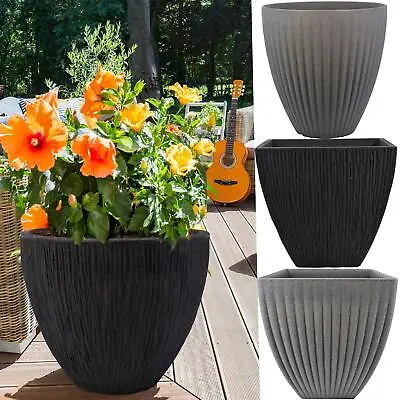 £20.99 • Buy Large Plastic Planter Plant Flower Pot Indoor Outdoor Garden Patio 