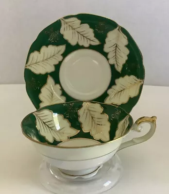 Vintage Ucagco China - Hand Painted Leaf Pedestal Teacup And Saucer • $17.99