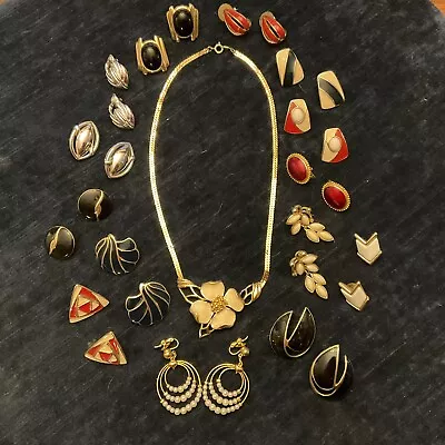 Lot Vintage Gold Tone Jewelry Lot ALL SIGNED TRIFARI Earrings Necklace • $63