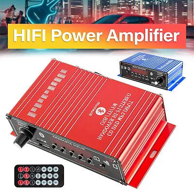 400W 12V HiFi Bluetooth Power Amplifier Mini Stereo Audio FM Car Home AMP Remote • $19.25