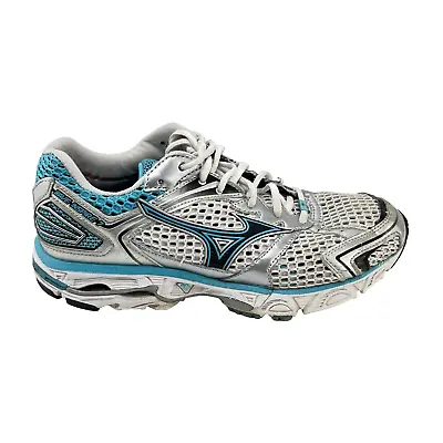 Womens Sz 8.5 Mizuno Wave Inspire 7 Running Shoes Silver Blue Sneakers Mesh • $18.97