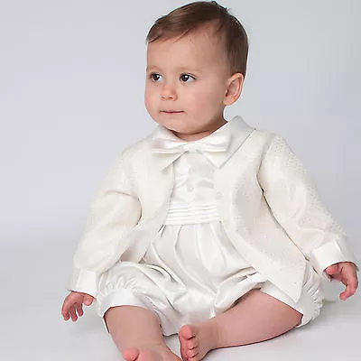 Baby Boys Christening Outfit Christening Suit Christening Romper Diamond Cream • £29.99