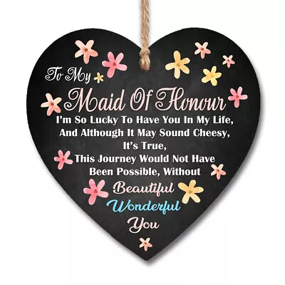 Wooden Heart Plaque Wall Sign For Mum Wedding Friend Sister Keepsake Gift CM0021 • £4.99