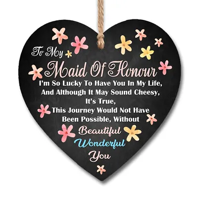 Wooden Heart Plaque Wall Sign For Mum Wedding Friend Sister Keepsake Gift HM0021 • £5.95