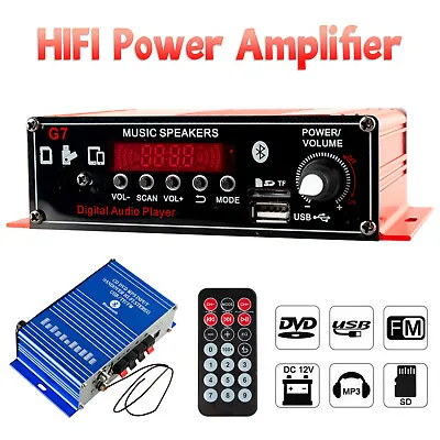 400W Bluetooth 5.0 Stereo Audio Receiver Amplifier  2CH Mini Hi-Fi Amp FM USB/SD • $23.74